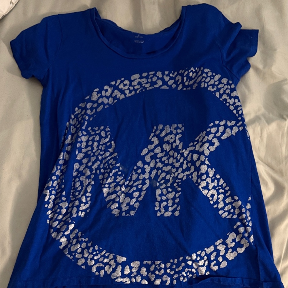 Michael Kors Cobalt Tee with Metallic Print